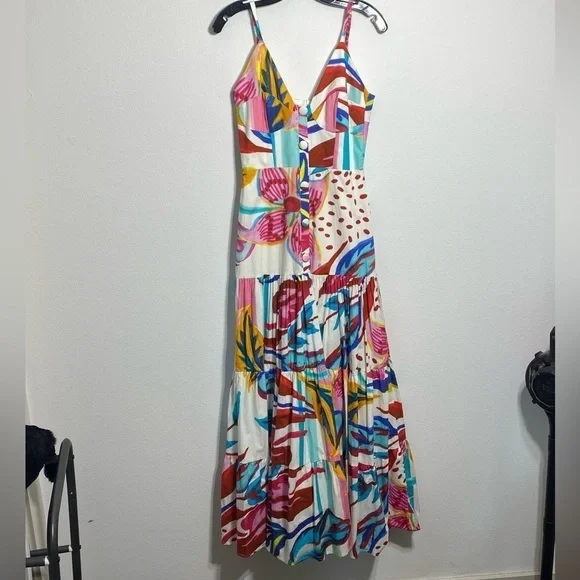 PatBo Flora Textured Tiered Flowy Maxi Dress NWT - Picture 7 of 14